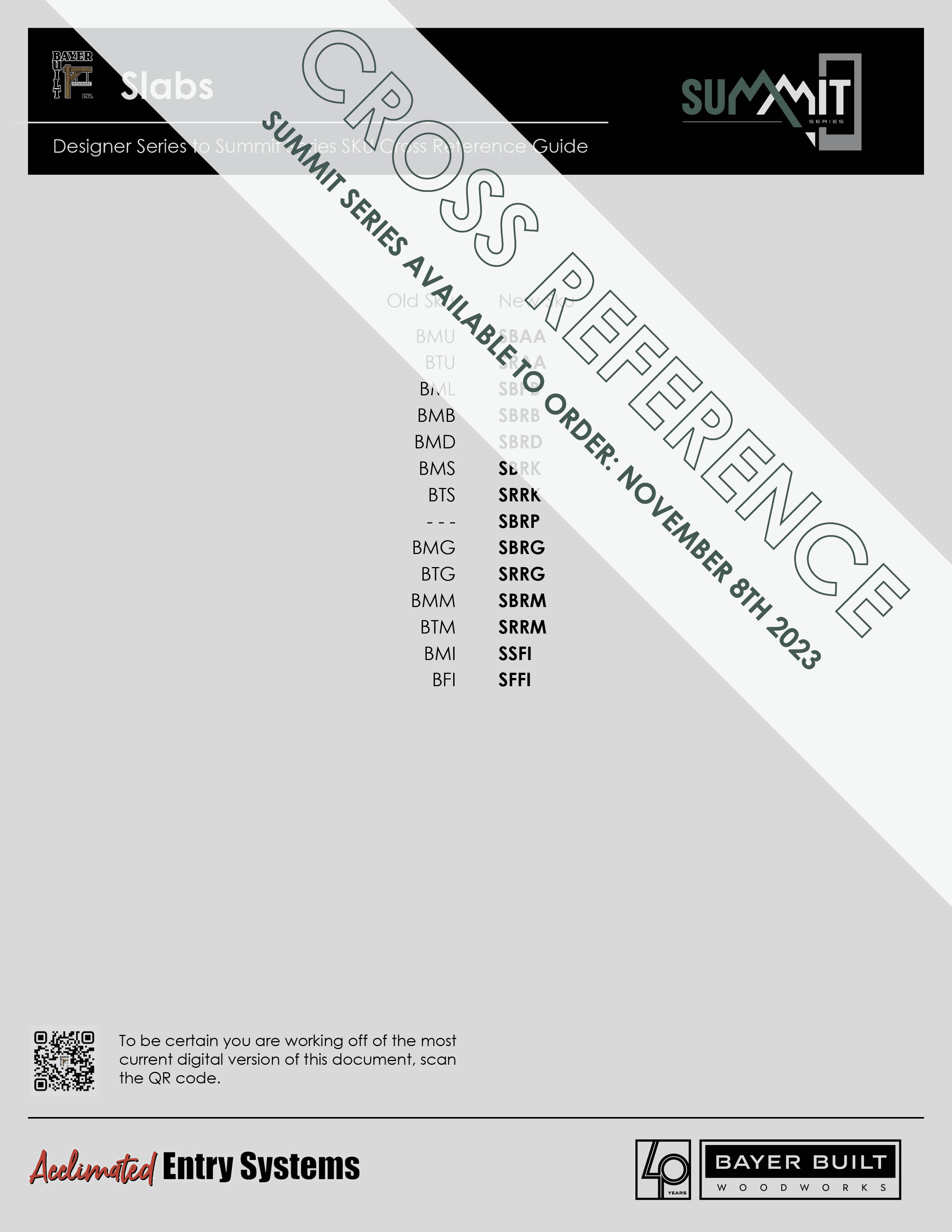 Cross Reference Guide - Summit | Bayer Built Woodworks