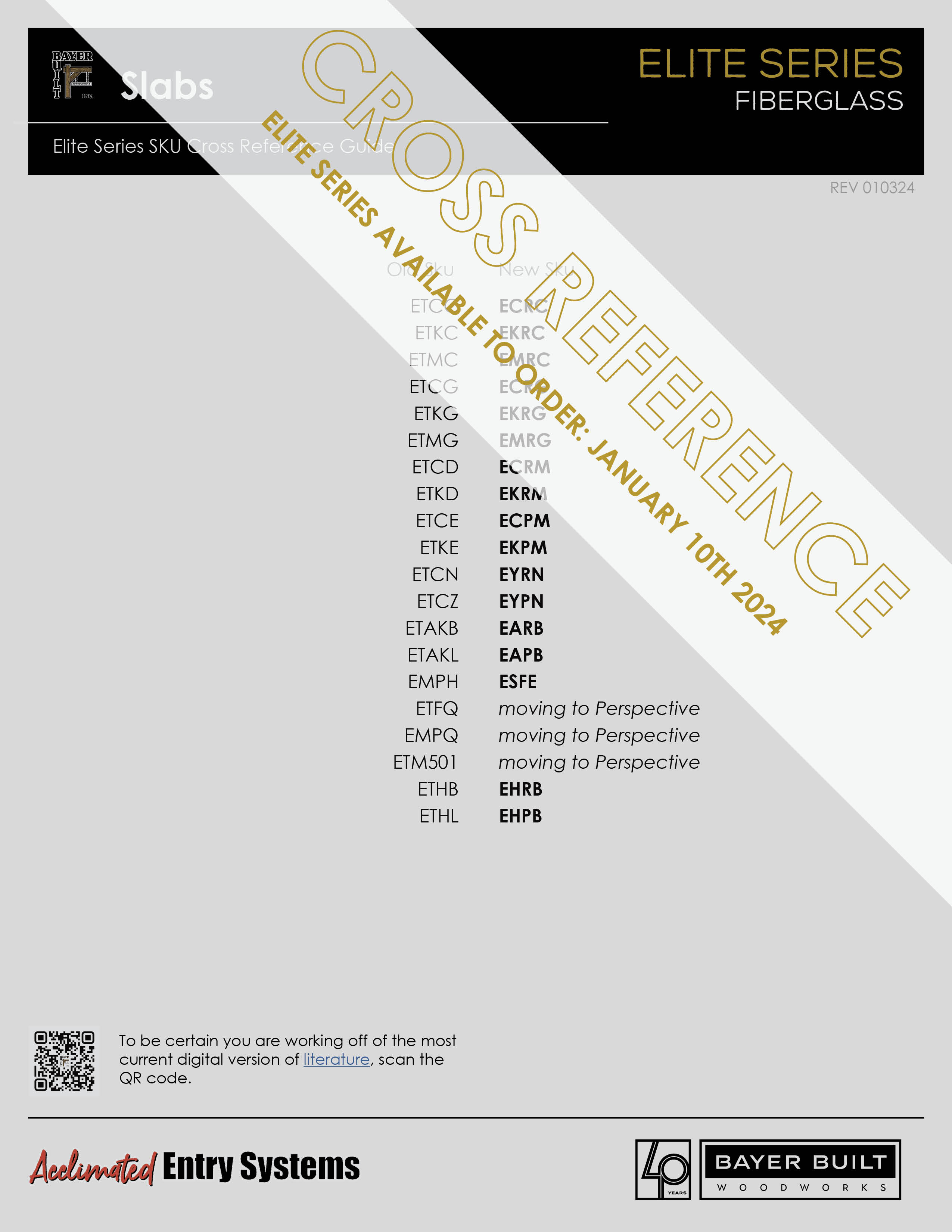 Cross Reference Guide - Elite | Bayer Built Woodworks