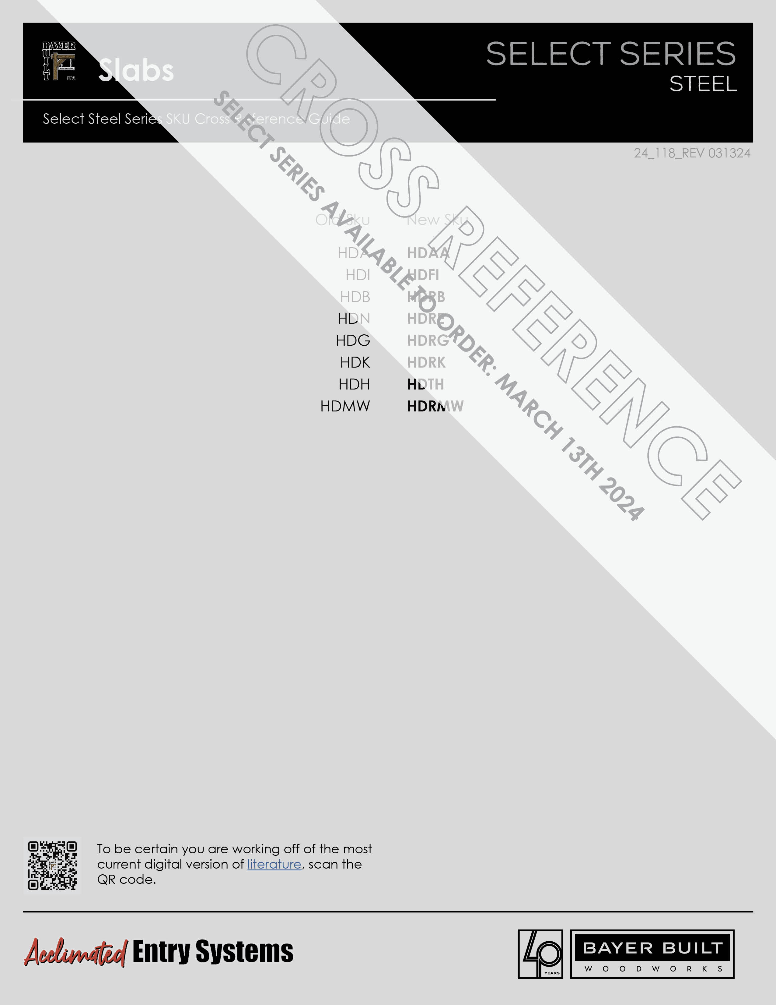 Cross Reference Guide - Select | Bayer Built Woodworks